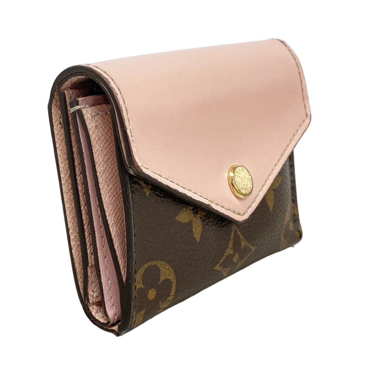 Louis Vuitton Trifold Wallet Monogram Portefeuille Zoe Brown Rose Velours — view 2