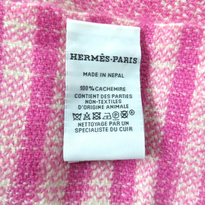 Hermes Jeu De Tissage Jeu De Tissage 100% Cashmere Leather Checked Scarf With