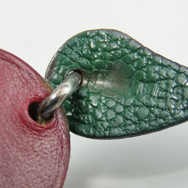 Hermes Bag Charm Leather Silver 925 Purple Green Silver Hardware Fruit Plum
