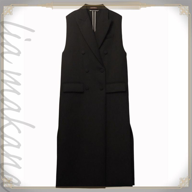 Gucci Wool Long Vest Gilet Outerwear Double Breasted