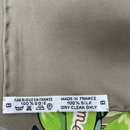 Hermes Carre 90 LES Quatre Saisons Four Seasons Brown Animal Flower Scarf Silk