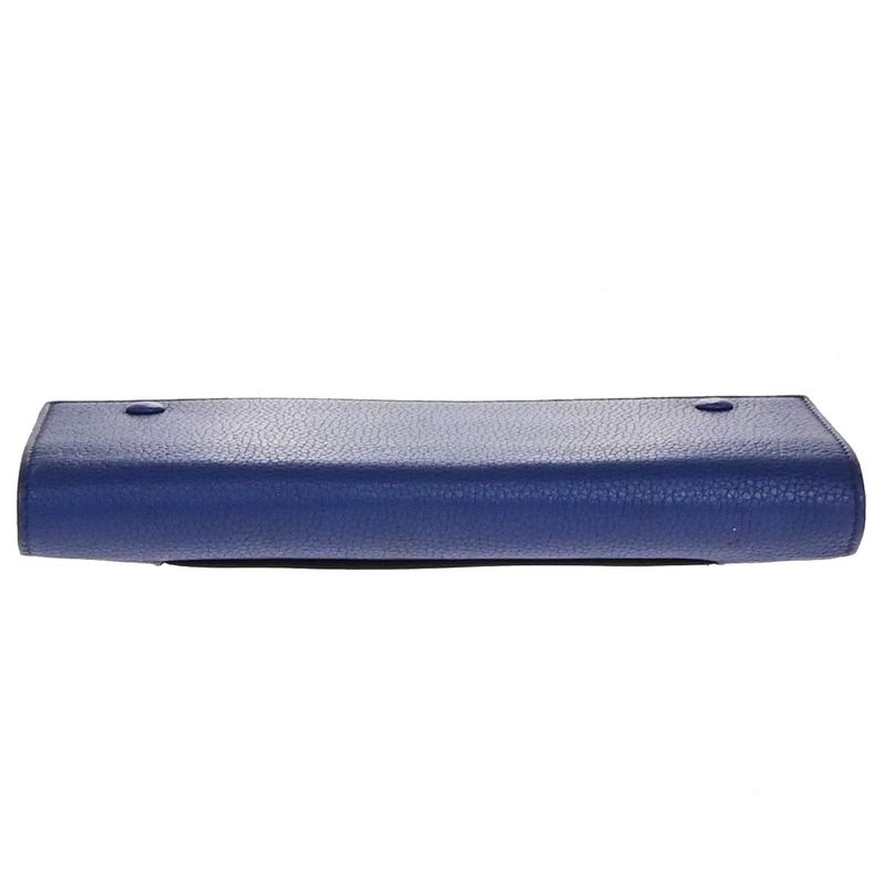 Celine Long Wallet Fold Wallet Blue Leather 01bs074