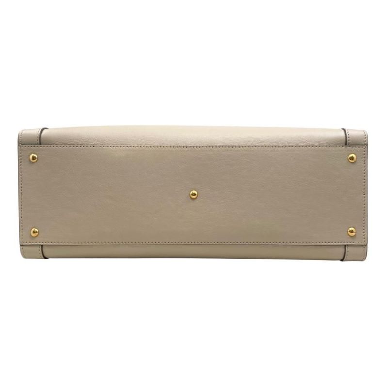 Gucci Tote Bag Diana Bamboo 655658 Leather Double G Beige Gold Hardware Gucci