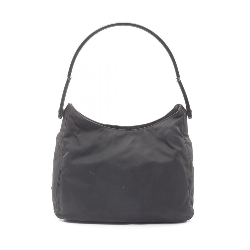 Prada Shoulder Bag Plastic Handle Black Nylon Handbag