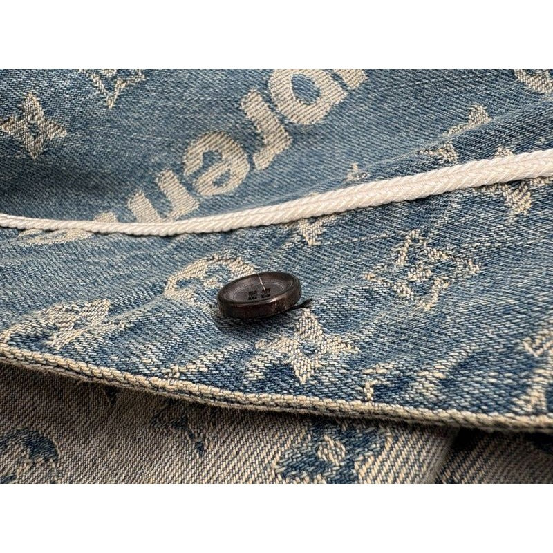 Louis Vuitton Baseball Shirt Hdd92 Wall Monogram Denim Short Sleeve S Size 2254 — view 13