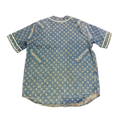 Louis Vuitton Baseball Shirt Hdd92 Wall Monogram Denim Short Sleeve S Size 2254 — view 2