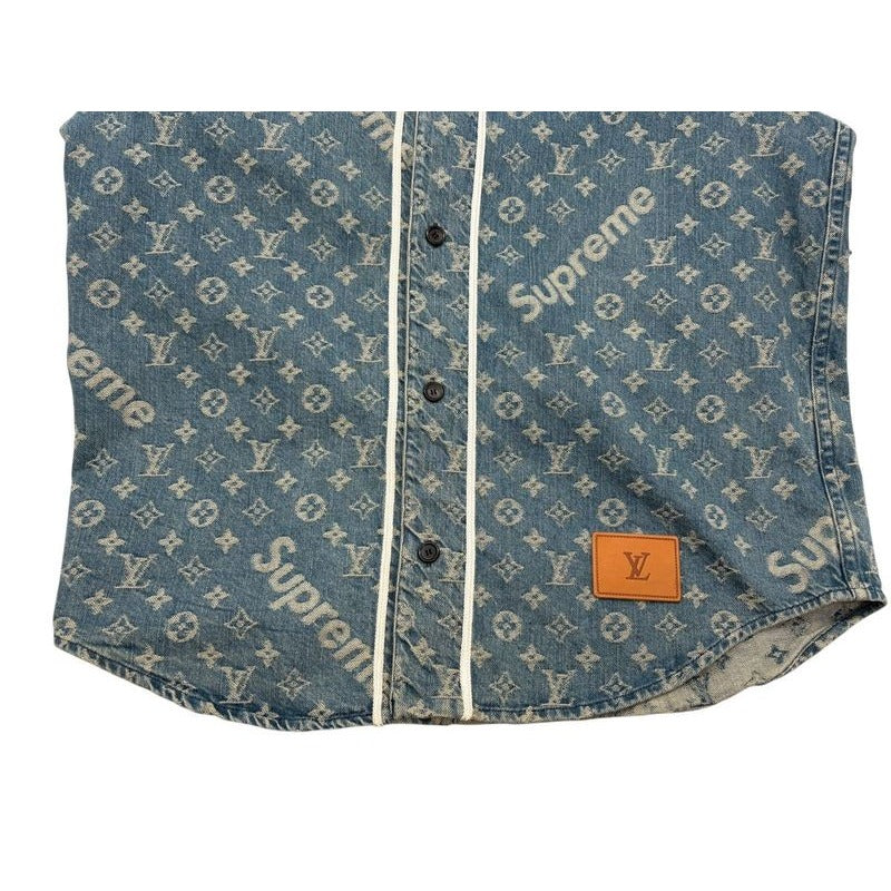 Louis Vuitton Baseball Shirt Hdd92 Wall Monogram Denim Short Sleeve S Size 2254 — view 4