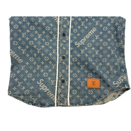 Louis Vuitton Baseball Shirt Hdd92 Wall Monogram Denim Short Sleeve S Size 2254 — view 4