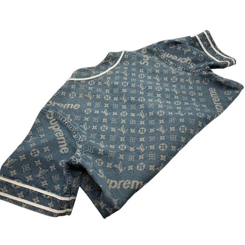 Louis Vuitton Baseball Shirt Hdd92 Wall Monogram Denim Short Sleeve S Size 2254 — view 5