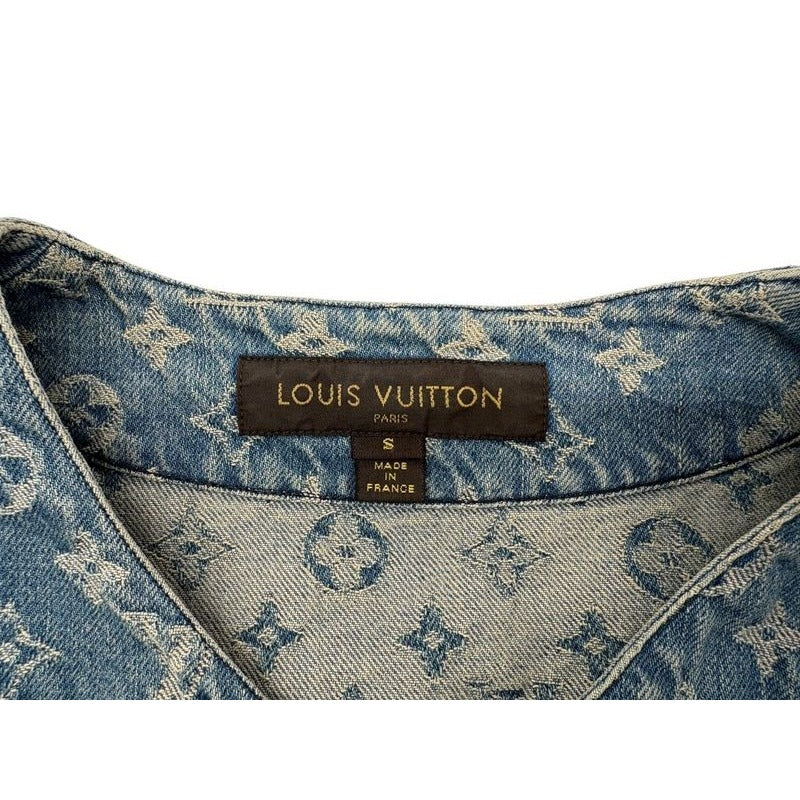 Louis Vuitton Baseball Shirt Hdd92 Wall Monogram Denim Short Sleeve S Size 2254 — view 7