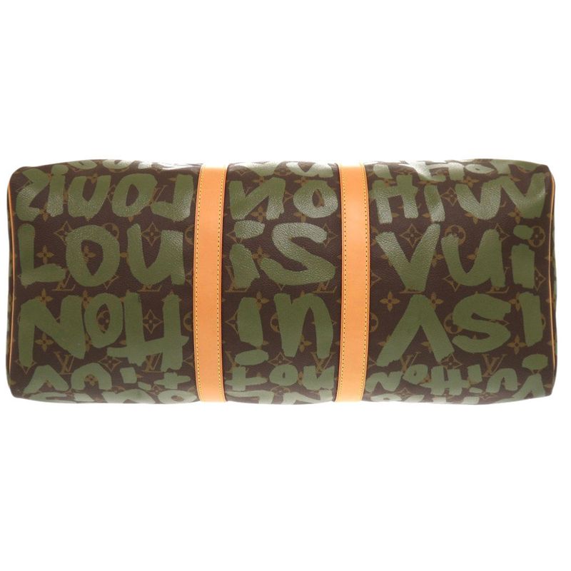 Louis Vuitton Keepall 50 Monogram Graffiti Khaki M92196 Boston Bag LV 0750