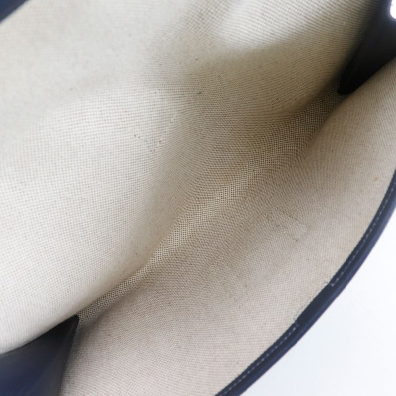 Hermes Jigier PM Vintage Box Calf Navy 0Q Unisex Clutch Bag