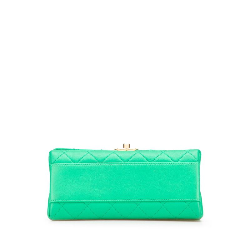 Chanel Matelasse Coco Mark Top Handle Shoulder Bag Tote Bag 2WAY Green Gold