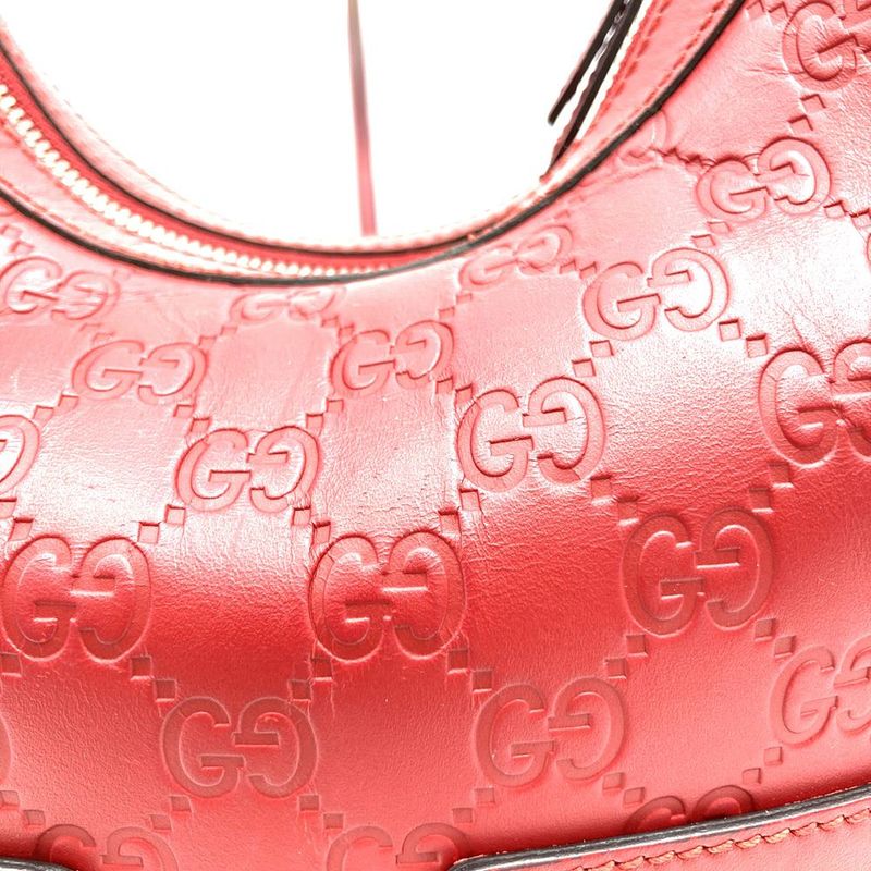 Gucci 414930 Shoulder Bag Handbag 2way Hobo Guccissima Leather Red Women