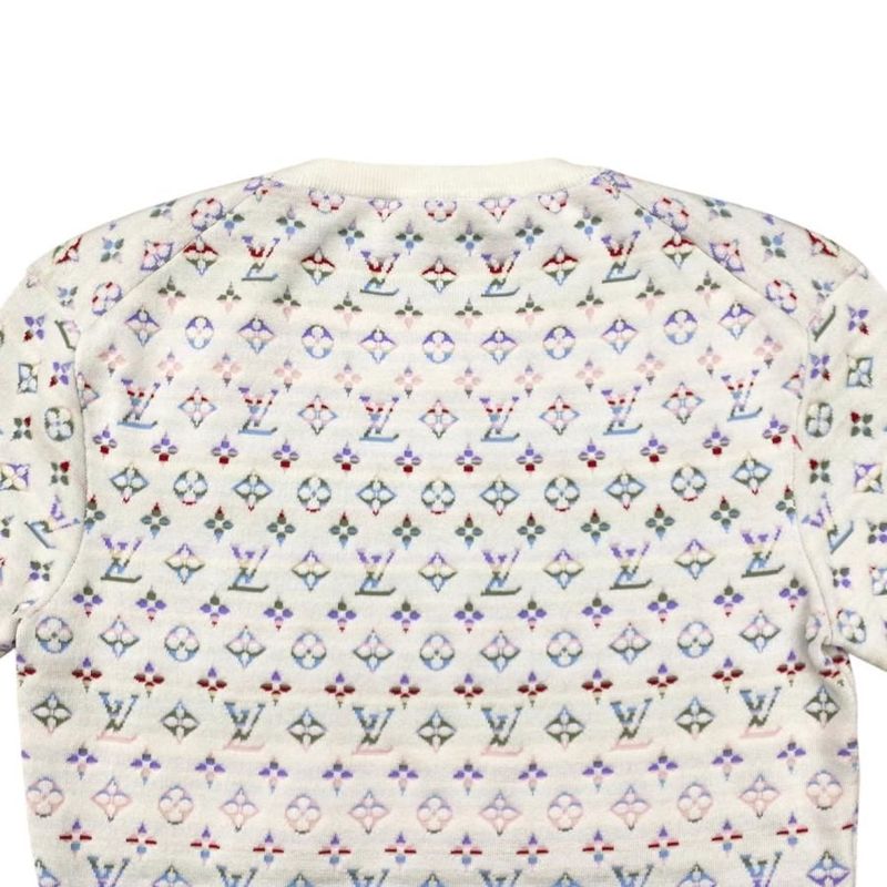 Louis Vuitton Short Sleeve Sweater Logo Monogram Knit Rw222b Tt9 Fnks99 XS Size