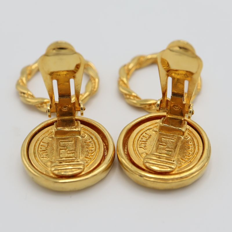 Fendi Earrings Accessories Gold Color Women Maki145