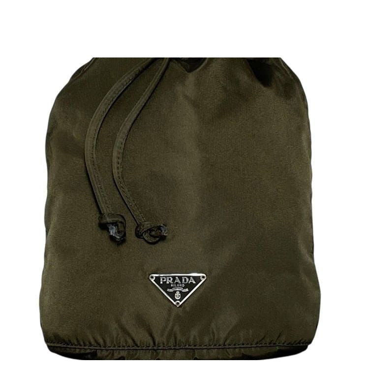 Prada Pouch Drawstring Vera 7 Nylon Tundra Khaki Green Deep