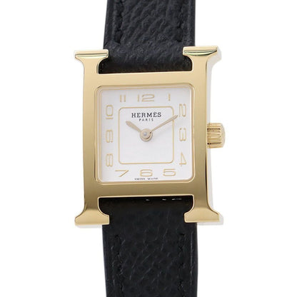 Hermes Watch Mini Epsom Black Silver Opaline Dial