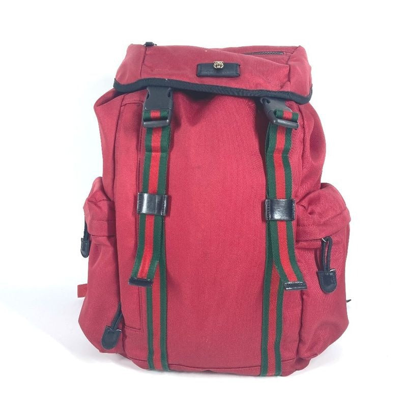 Gucci Backpack Techno Logo Sherry Line Web Nylon Canvas Red