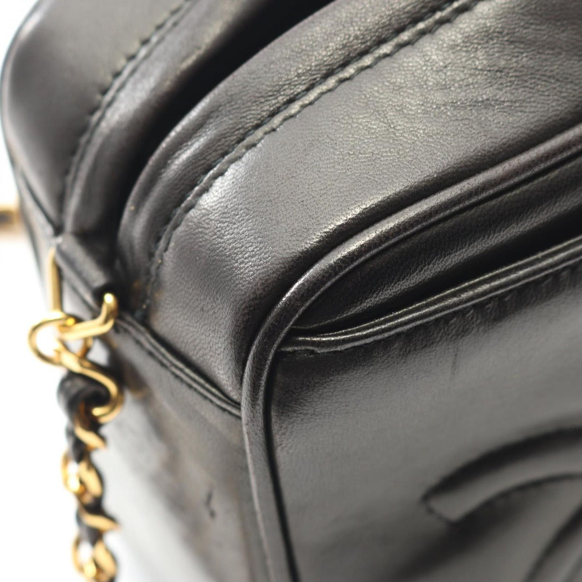 Chanel Shoulder Bag Triple CC Logo Black Lambskin Coco Fringe Small — view 6
