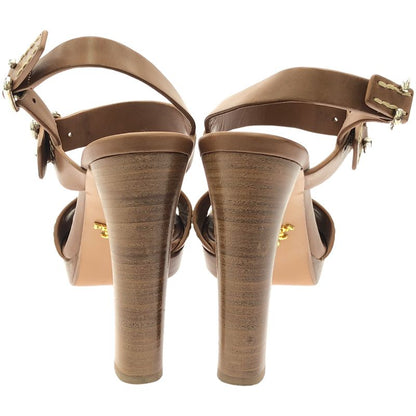 Prada Strap Leather Sandals Brown 37