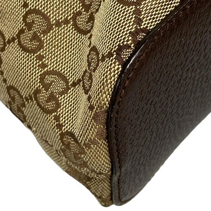 Gucci Shoulder Bag GG Pattern 115003 Beige And Dark Brown Leather
