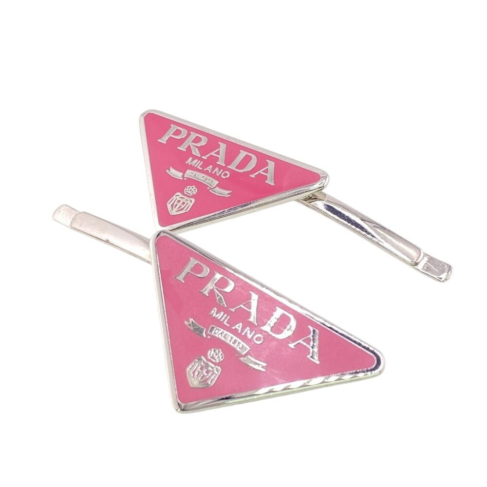 Prada 1 If051 Triangle Logo Hair Accessory Pink