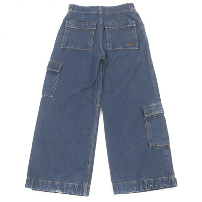 Gucci Distressed Label Cargo Cotton Jeans Denim Pants Indigo — view 2