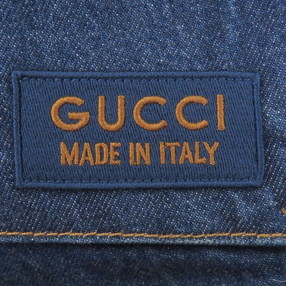Gucci Distressed Label Cargo Cotton Jeans Denim Pants Indigo — view 5