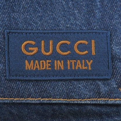 Gucci Distressed Label Cargo Cotton Jeans Denim Pants Indigo — view 5