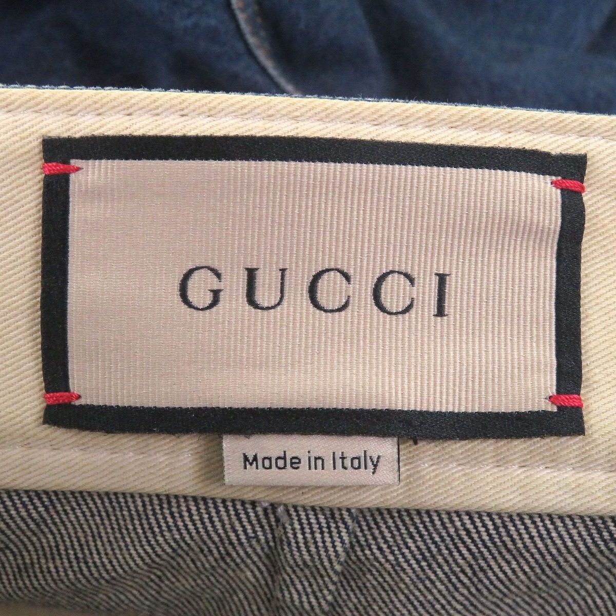 Gucci Distressed Label Cargo Cotton Jeans Denim Pants Indigo — view 6