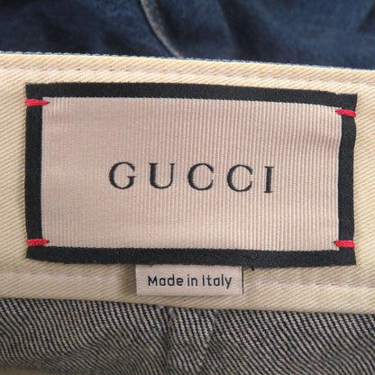 Gucci Distressed Label Cargo Cotton Jeans Denim Pants Indigo — view 6