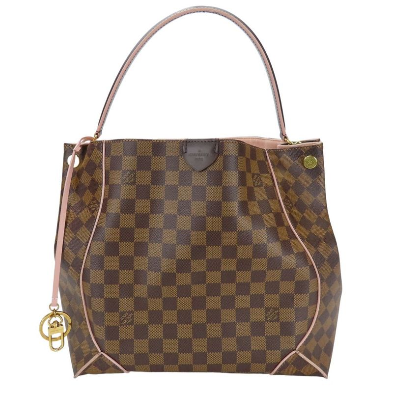 Louis Vuitton Shoulder Bag Caissa Hobo N41556 Damier Brown Rose Ballerine Pink