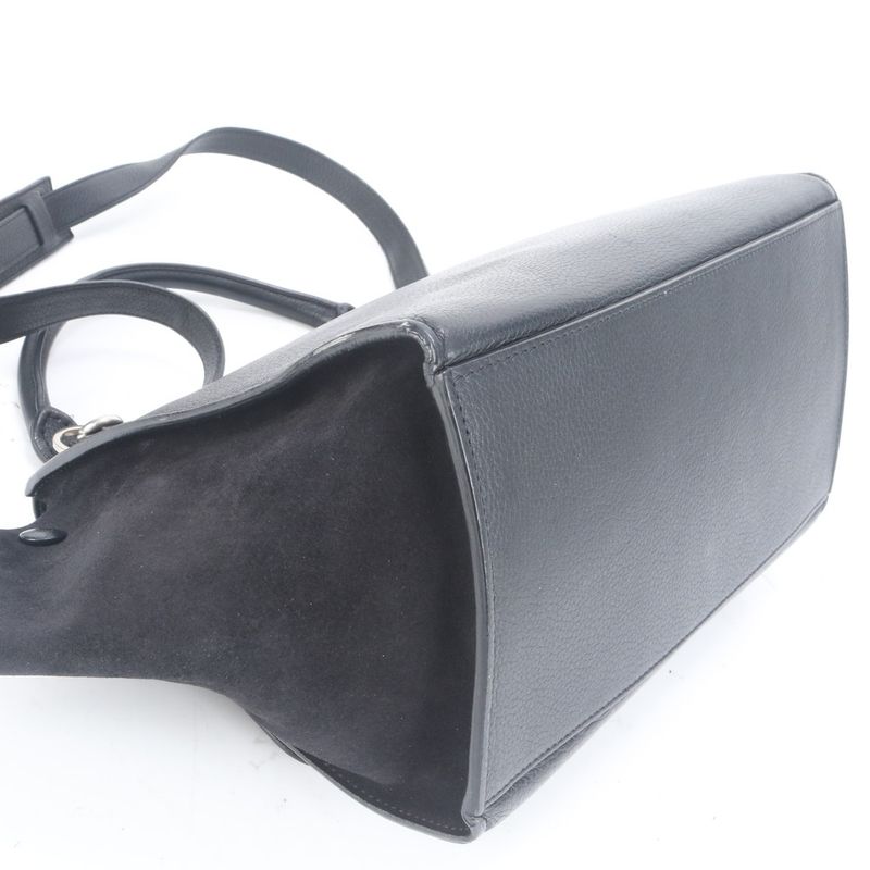 Celine Trapeze Small Leather 2WAY Shoulder Bag Shoulder Tote Hand Black Women's