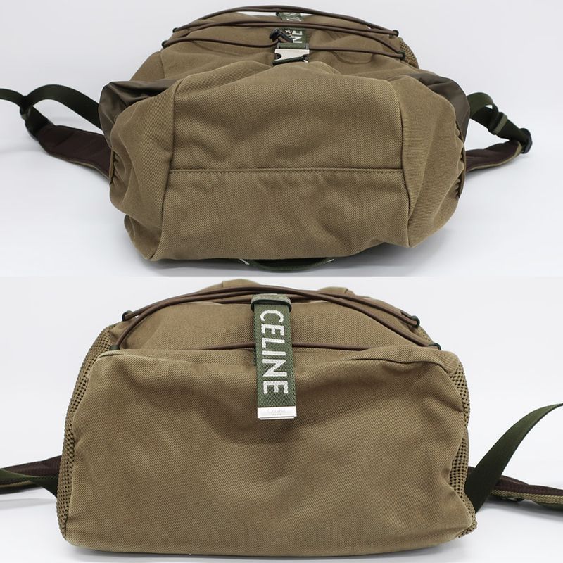 Celine Medium Trekking Backpack Rucksack Khaki Green Cotton Backpack