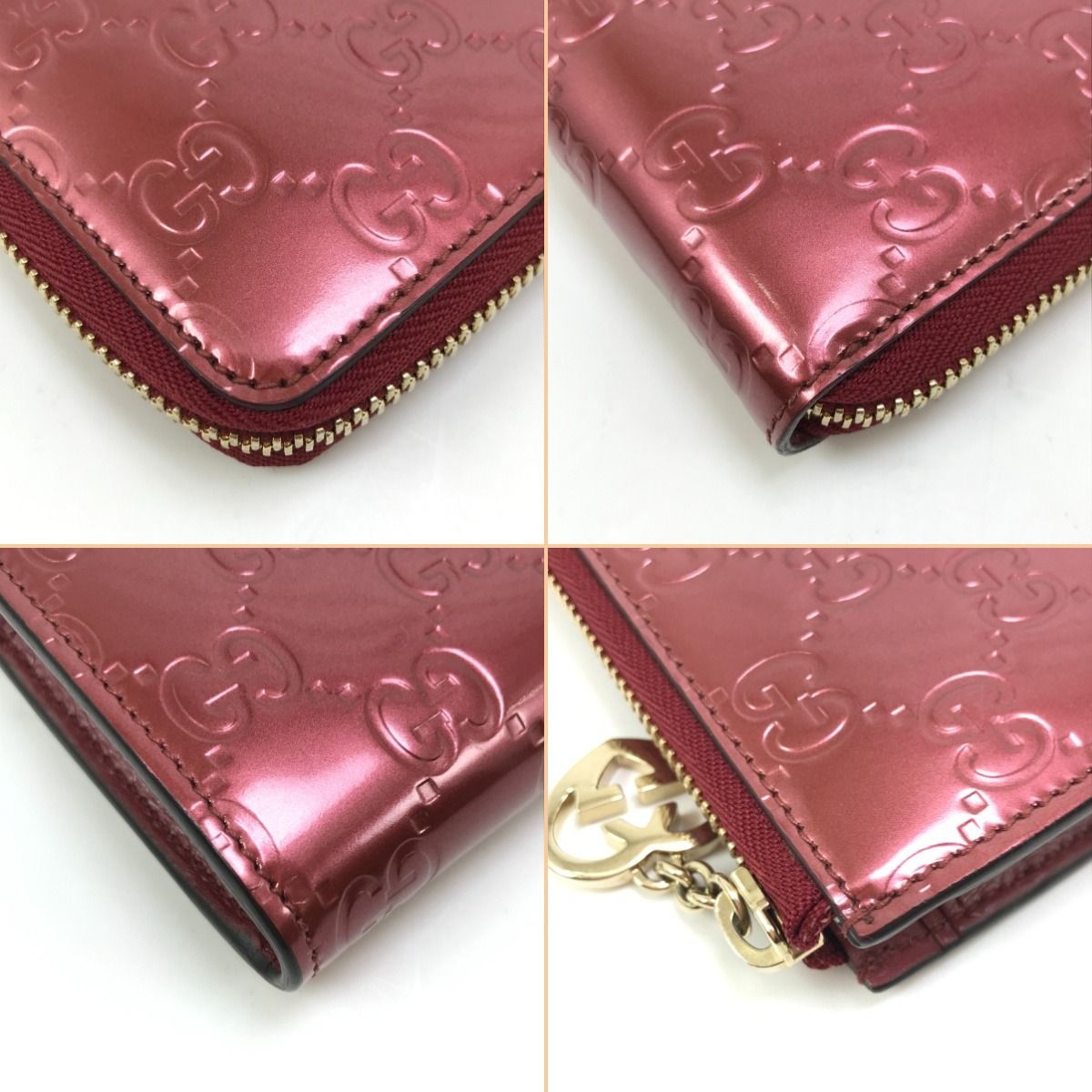 Gucci L-Shaped Zip Long Wallet 295671 Metal Pink Red System