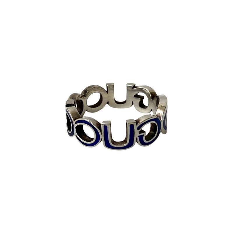 Gucci Interlocking G Enamel Ring Silver 925 No 24 Accessory