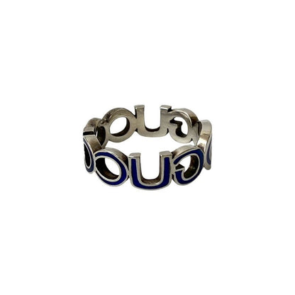 Gucci Interlocking G Enamel Ring Silver 925 No 24 Accessory