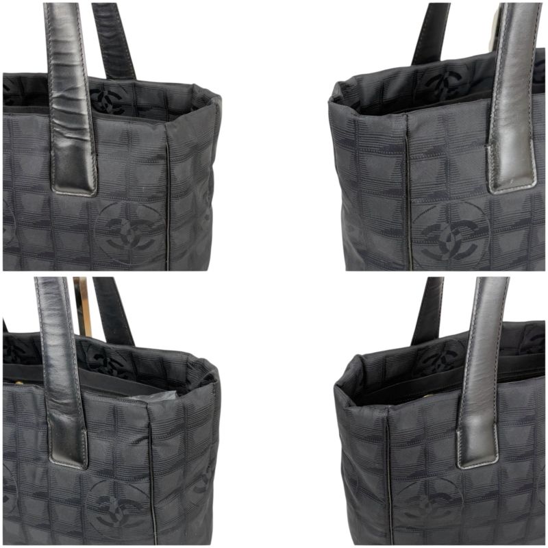 Chanel New Travel Line Mini Tote Bag Black Nylon Jacquard Shoulder Bag