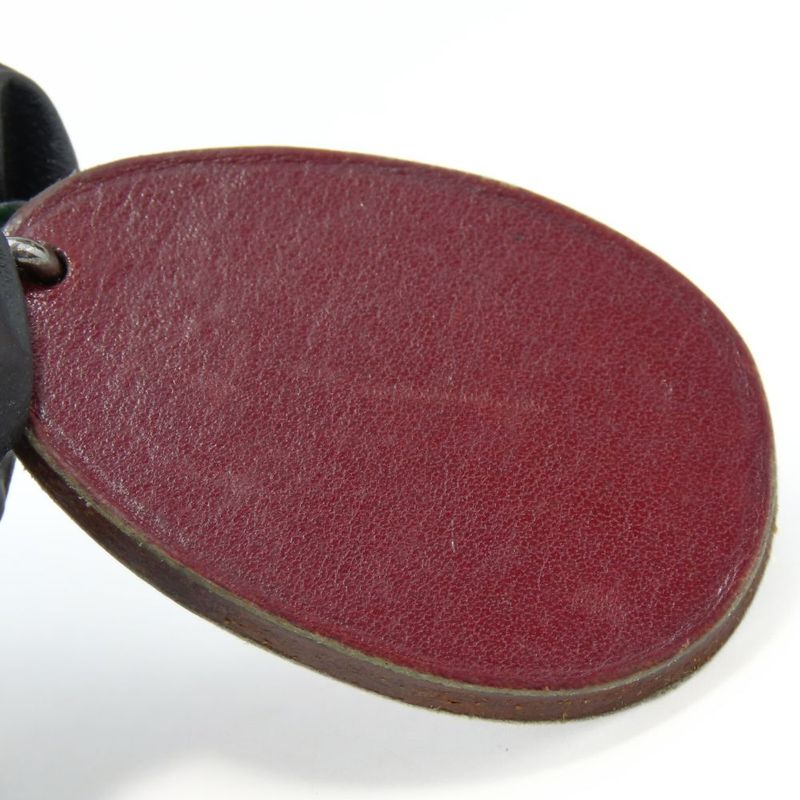 Hermes Bag Charm Leather Silver 925 Purple Green Silver Hardware Fruit Plum