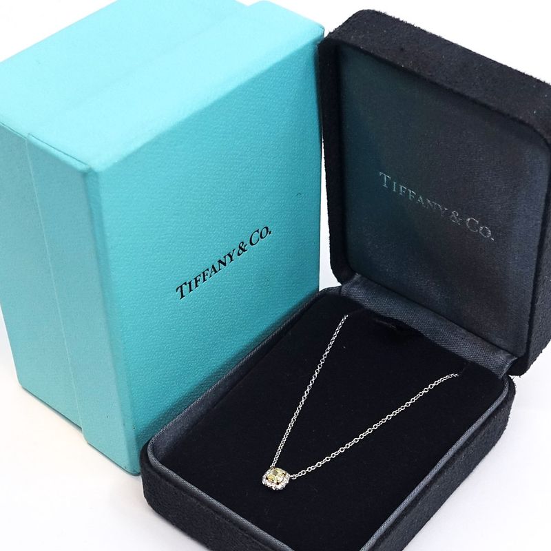 Tiffany & Co Pt950 18K Yellow Gold Soleste Yellow Diamond Necklace
