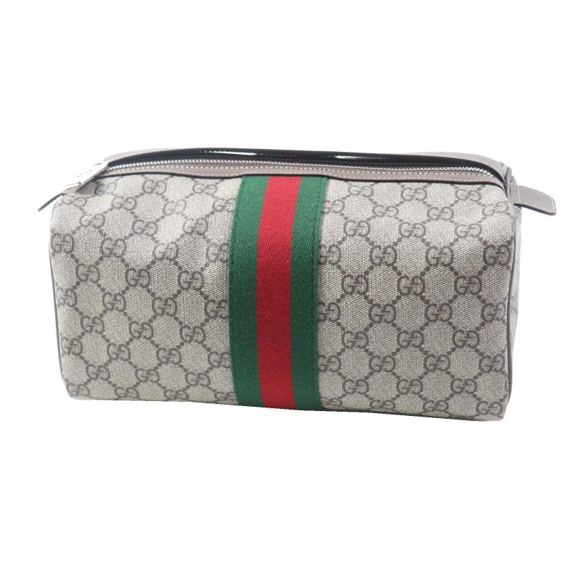 Gucci 759689 Cosmetic Case With Web Stripe GG Supreme Cosmetic Pouch/beauty