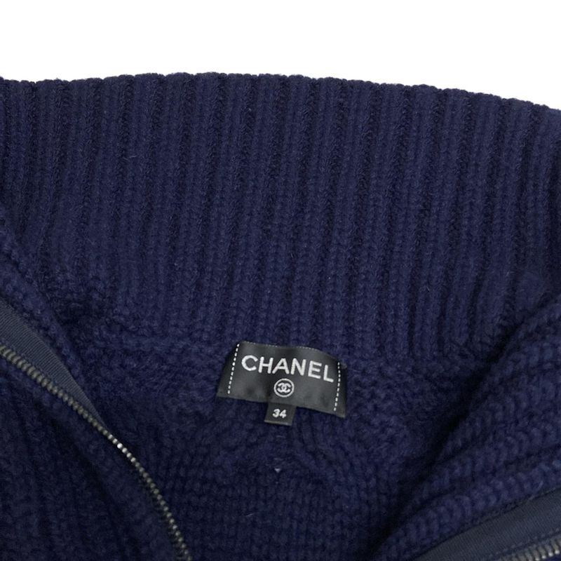Chanel Long Sleeved Sweater Size 34 S Women - P59162 Dark Navy Cashmere Blend /