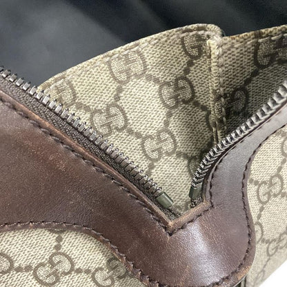 Gucci Boston Bag GG Supreme 108793 Beige X Dark Brown Leather