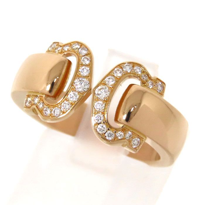 Cartier 2C Bouclecse Diamond Ring 18K Pink Gold 750 Pink Gold Diamond #53