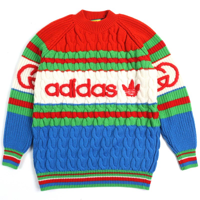 Gucci×adidas Gucci×adidas 717722 Wool Mohair Interlocking G Webline Cable Knit