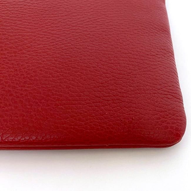 Gucci Clutch Bag Red Bamboo 449653 Excellent Condition Pouch Leather