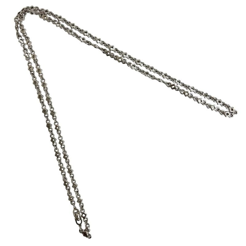 Christian Dior Chain Long Necklace Pendant Accessory Silver 2036