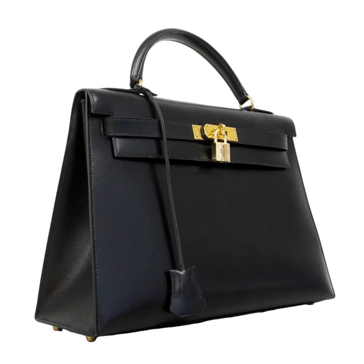 Hermes Handbag Kelly 32 Box Calf Black Gold — view 2