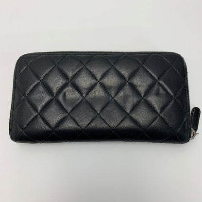 Chanel Matelasse Lamb Leather A50097 Black Round Zipper Wallet Ladies